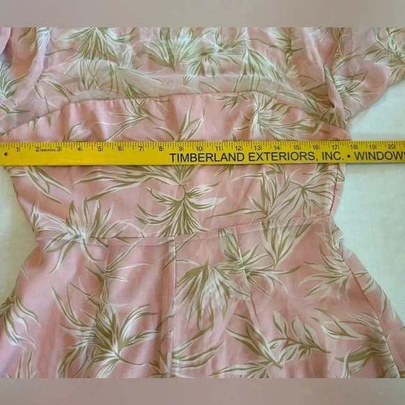 Here Comes The Sun Pink, Tropical, Flowing, Ruffled, Long Sleeve Romper in EUC - Picture 10 of 11